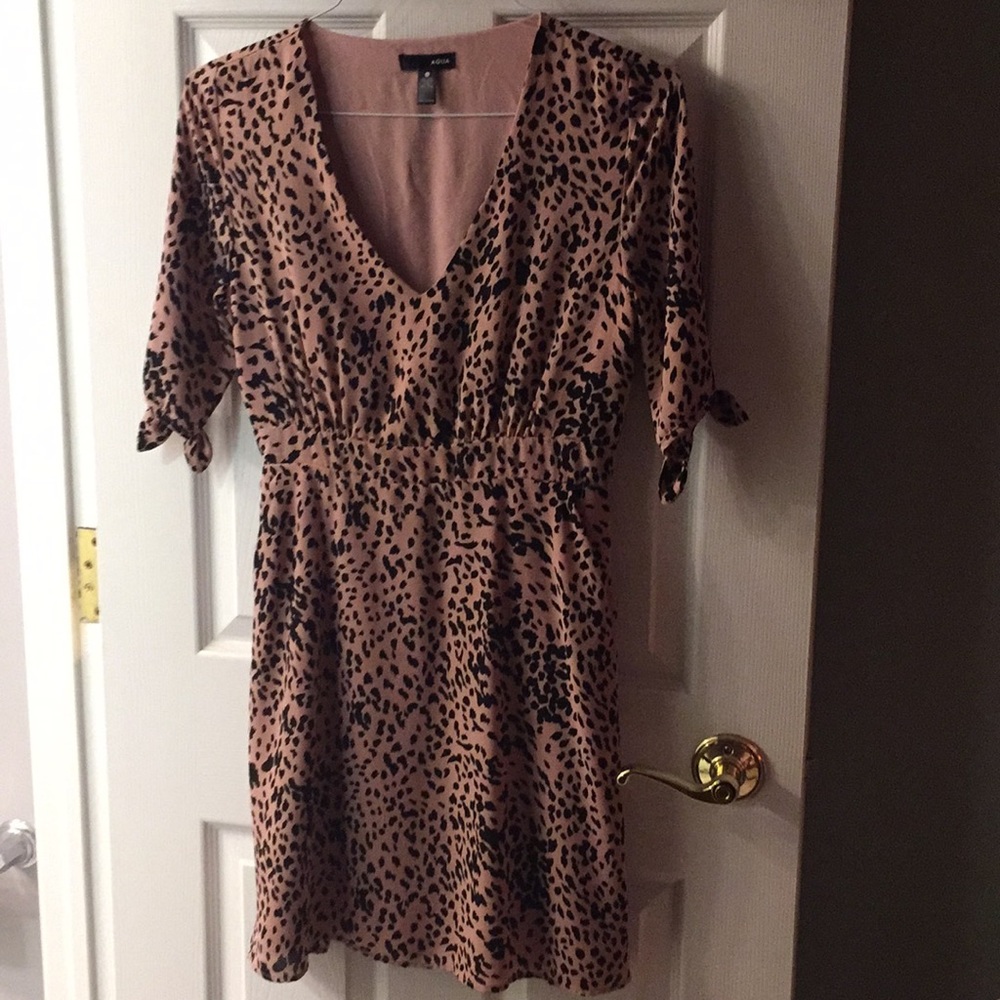 Aqua pink black animal print dress